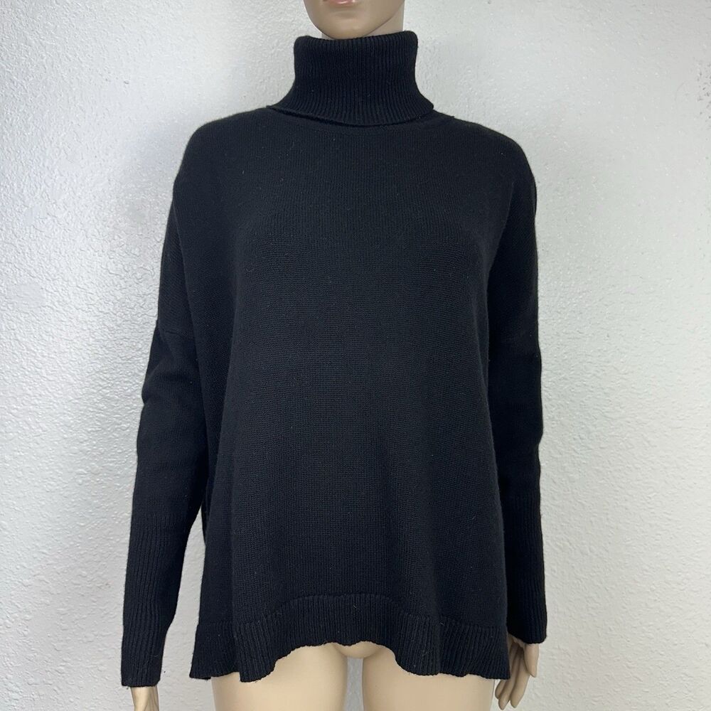 ESCADA Sport Women's Oversized Sweater Cowl Neck 90% Wool 10% Cashmere S Black